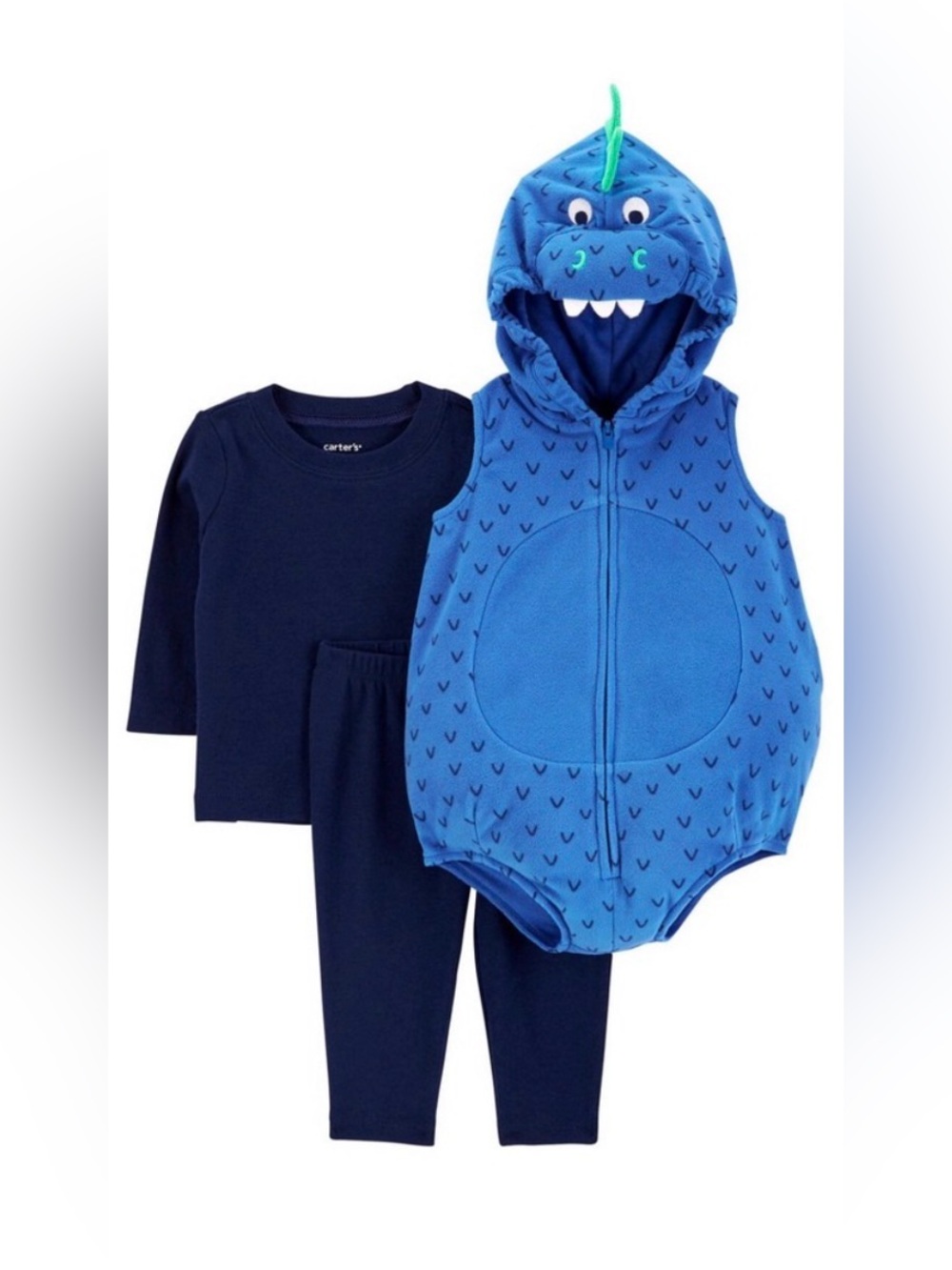 NWT 3 piece Carter's Blue Dino Hooded costume